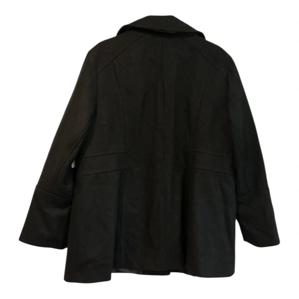 NWT London Fog Women’s Wool-Blend Peacoat Jacket XXL with Plaid Scarf – Black - Picture 2 of 7